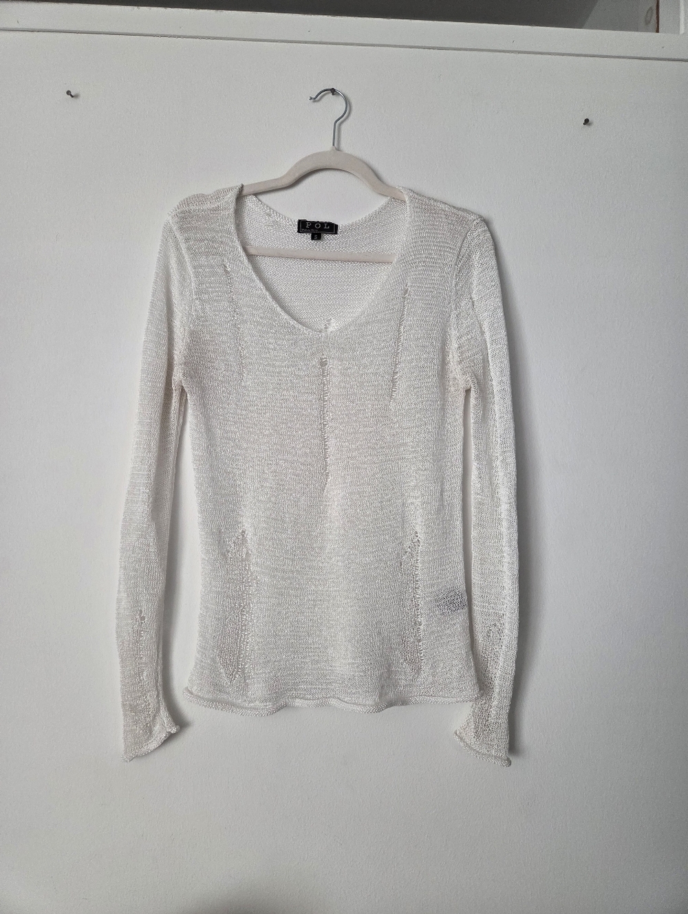 POL Distressed Knit Top, Small